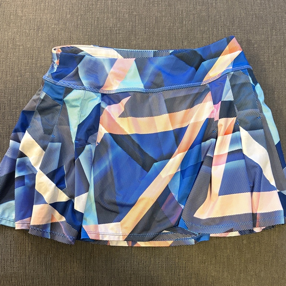Athleta Blue and Orange Geometric tennis skirt skort size Small